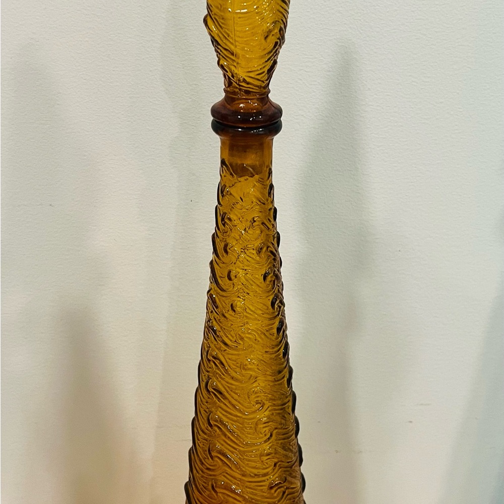Empoli Amber Wave glass genie bottle